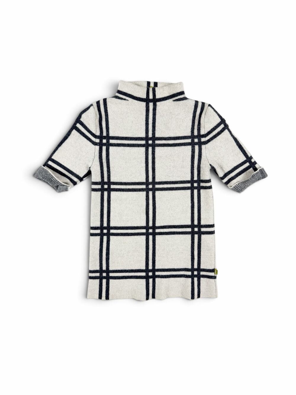 Nui Organics Merino Wool Plaid Turtleneck Sweater Dress Gray Plaid Size 5